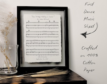 First Dance Music Sheet, Sustainable Cotton Paper Anniversary Gift