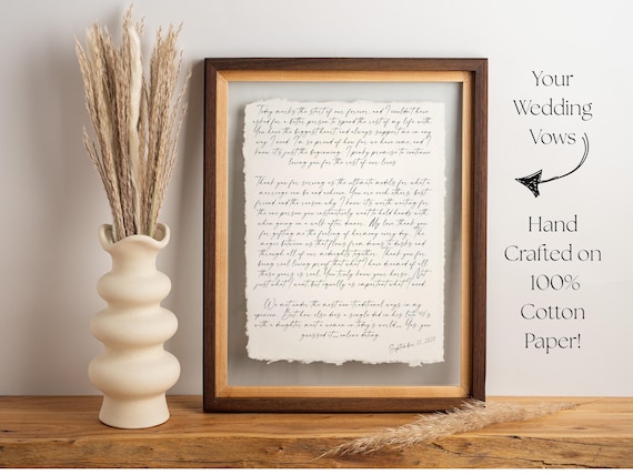 Wedding Vows Cotton Anniversary Gift for Him or Her Wedding Vow Print 1 Year Anniversary Gift for Him or Her, Paper Anniversary Gift, Cotton