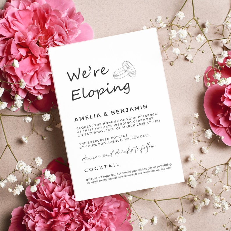We are Eloping Announcement, Wedding Invitation Download, We're Eloping Digital, Canva Elopement Digital Download, Elopement Announcement image 8