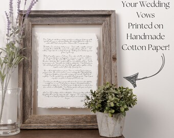 Wedding Vows Cotton Anniversary Gift for Him or Her Wedding Vow Print 1 Year Anniversary Gift for Him or Her