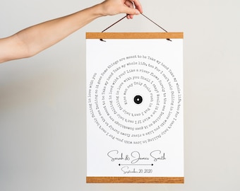 Personalized First Dance Song Lyrics Wall Art on Canvas | Wedding Song Print | Custom Anniversary Gift | Hanging Wooden Frame Art