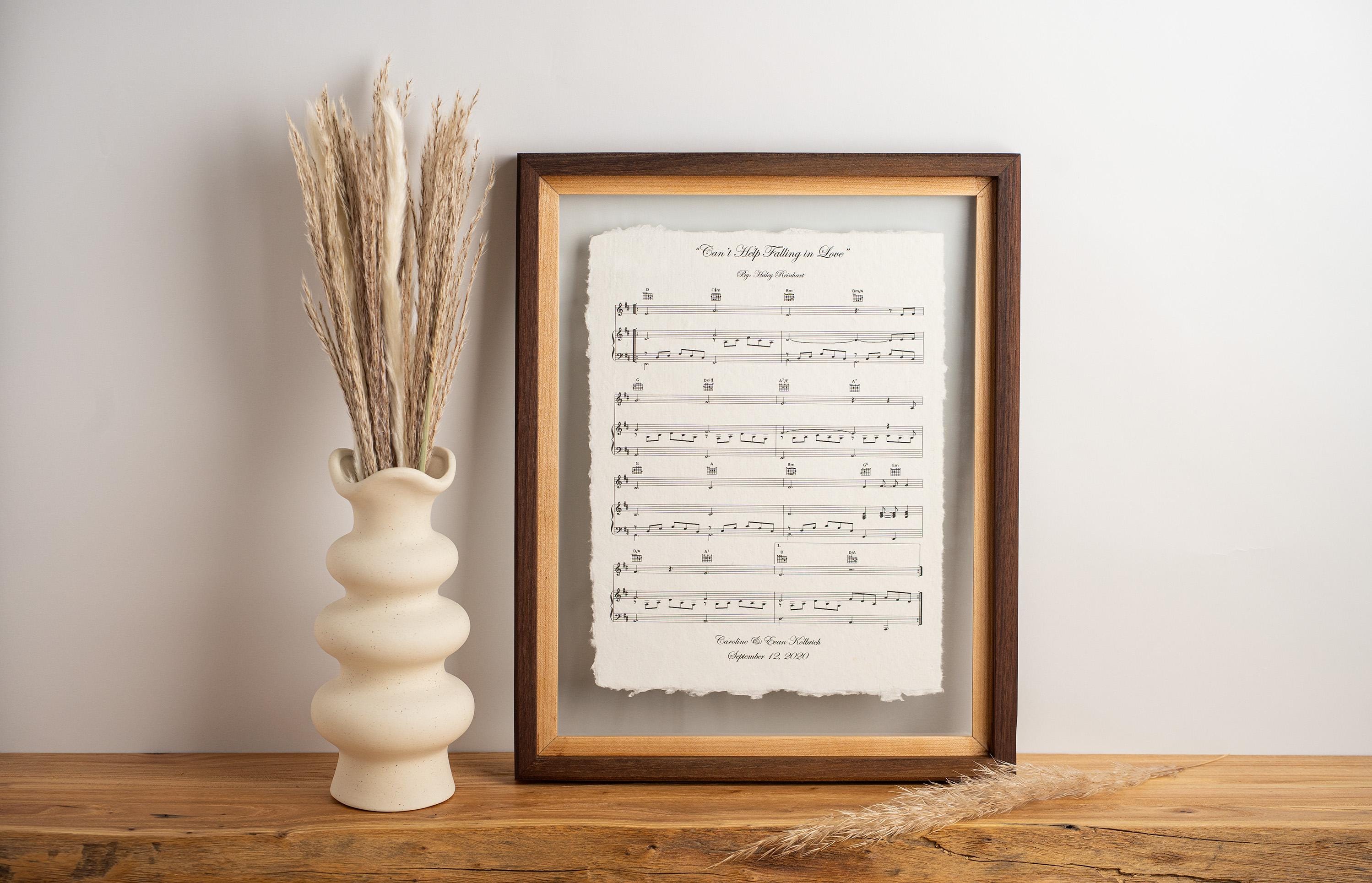 Custom Music Sheet Art, Personalized Song Keepsake, Cotton Paper ...