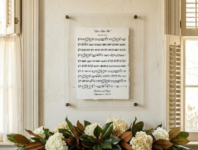 first dance, first dance music sheet, cotton anniversary gift, paper anniversary gift, cotton anniversary present, first anniversary gift, second anniversary gift, first dance