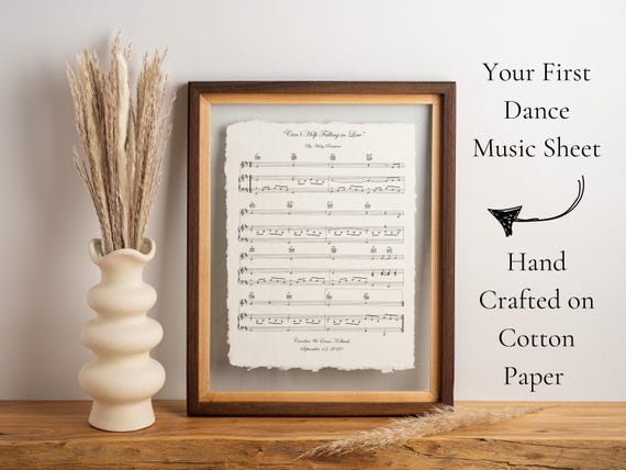 Anniversary Sheet Music Art, 100% Cotton Fiber Print, 2nd Anniversary Gift, Personalized Anniversary Gift for Men, Second Anniversary Cotton