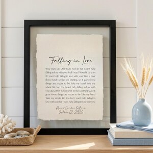 wedding song lyrics, framed song lyrics, cotton anniversary gift, first dance song, song lyric wall art, personalized song art, custom song print, 1st anniversary gift, paper anniversary, wedding gift unique, first anniversary gift for him, song lyric gift, cotton paper print