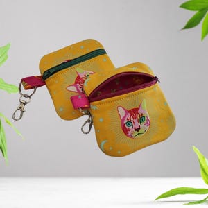 Small  Zippered Coin Purse, Tula Pink Curiouser & Curiouser Design, Card Wallet, Ear Bud Case