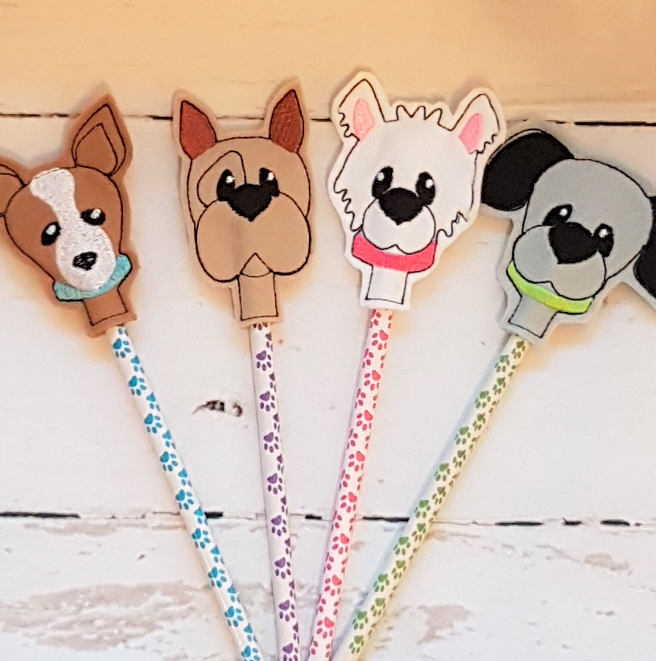 Dog Pencil Topper Paw Print Pencil Felt Pencil Topper Dog Etsy