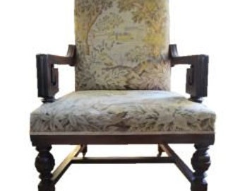 Antique Needlepoint Over-Sized 19th Century Lounge Chair