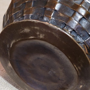 Bronze Basket Vase Weave Japanese Early 20th Century image 6