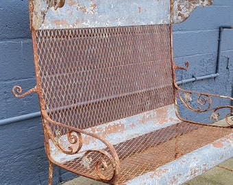 Antique Garden Iron Bench With Folding Canopy Umbrella