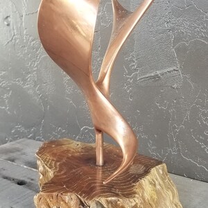 Vintage Copper Abstract Table Sculpture on Live Edge Mount image 2