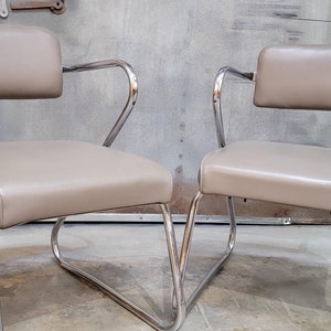 Pair of Mid-Century Modern 1950's Chrome Chairs in manner of Kem Weber image 2