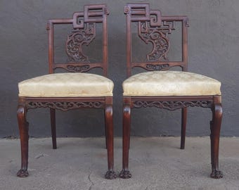 Antique Pair Victorian Chairs Manner of Gabriel Viardot