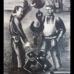 Mid-Century Modern Herman Roderick Volz The Argument Wpa & Modern Expressionist Artist Lithograph image 6