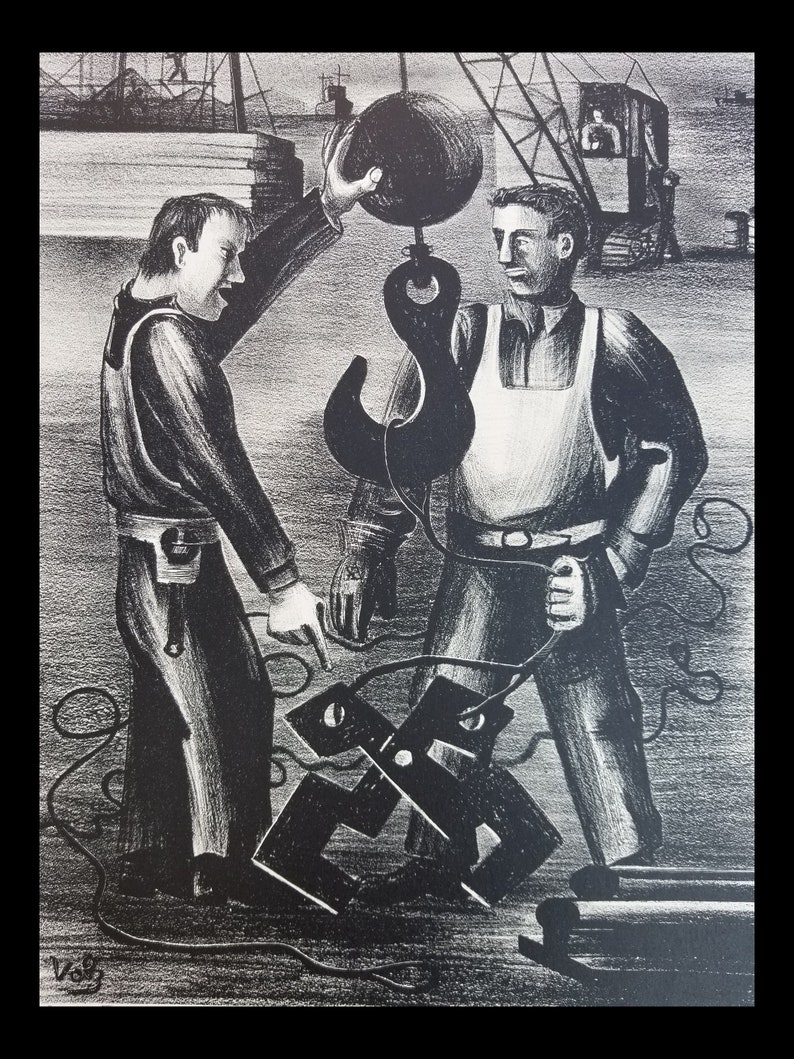 Mid-Century Modern Herman Roderick Volz The Argument Wpa & Modern Expressionist Artist Lithograph image 6