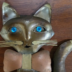 Metal Wall Sculpture Cat Copper & Brass Manner of Jere image 3