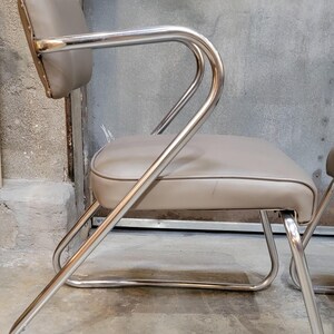 Pair of Mid-Century Modern 1950's Chrome Chairs in manner of Kem Weber image 5