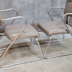 Pair of Mid-Century Modern 1950's Chrome Chairs in manner of Kem Weber image 1