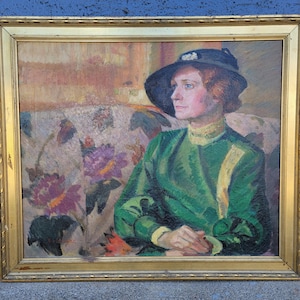 Antique Female Figure Oil Painting by Ted Schuyler 1940's image 1