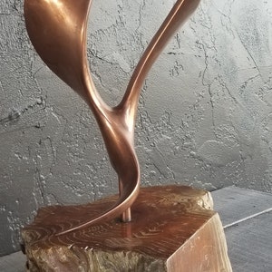 Vintage Copper Abstract Table Sculpture on Live Edge Mount image 3