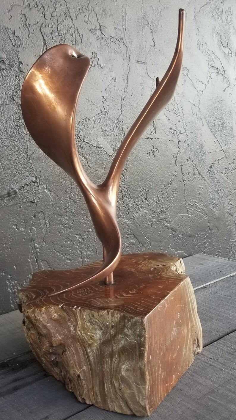 Vintage Copper Abstract Table Sculpture on Live Edge Mount image 3