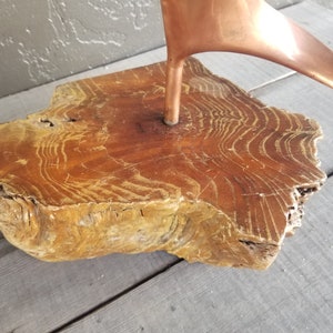 Vintage Copper Abstract Table Sculpture on Live Edge Mount image 6