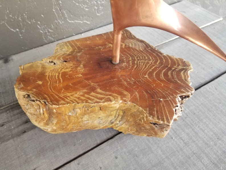 Vintage Copper Abstract Table Sculpture on Live Edge Mount image 6