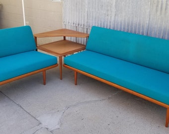 Mid-Century Modern Peter Hvidt & Orla Mølgaard-Nielsen Danish 'Minerva' Teak Section Sofa Set