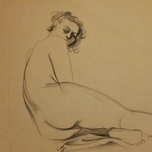 Nude Original Vintage Sketch by Herman Volz image 6