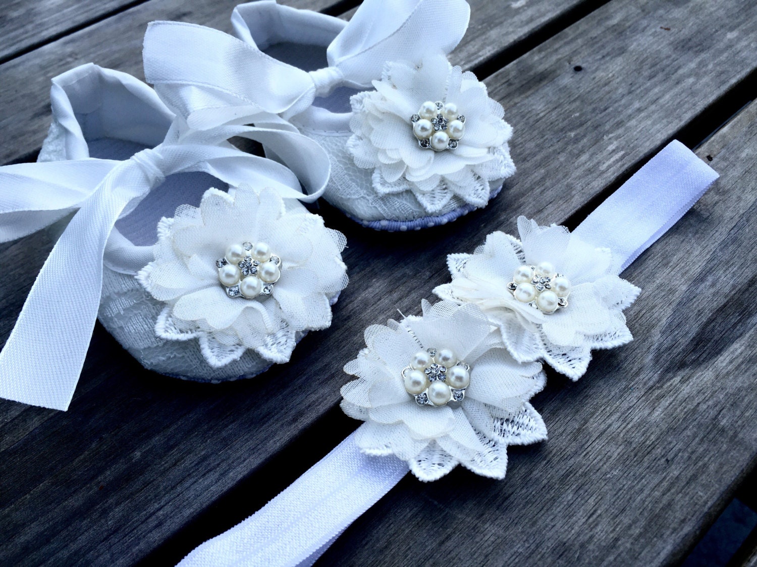 Ivory Baby Girl Crib Shoes/Set for Christenings Baptisms Etsy