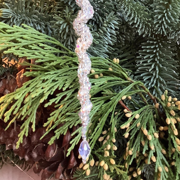 Crystal Enchanting Aurora Icicle Beaded Ornament Christmas Winter Solstice Hanukkah