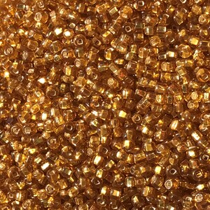 8/0 Honey gold silver lined antique Murano glass seed beads vintage Italian SL Dark amber