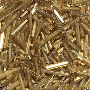 12mm Soft gold silver lined bugles antique Murano glass beads vintage Italian
