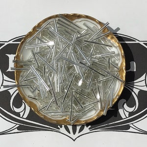 21mm Silver lined crystal bugles antique Murano glass beads vintage Italian needle bugles