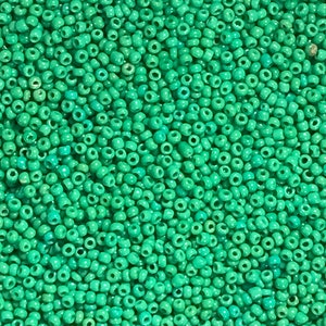 16/0 Mint green opaque antique Murano glass micro seed beads vintage Italian