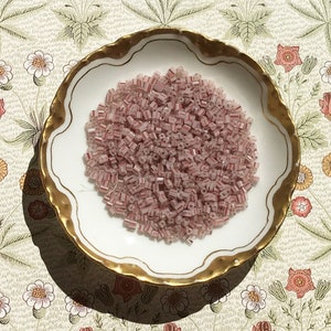 12/0 Red striped white opal 2-cut antique Murano glass seed beads vintage Italian Venetian