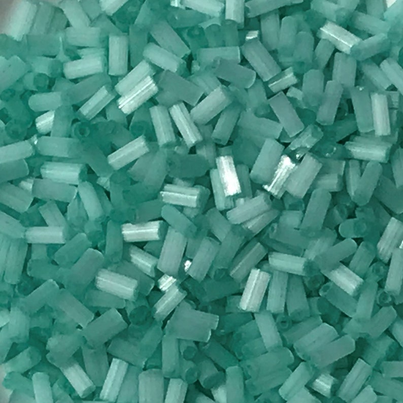 4mm Mint Satin Bugles Antique Murano Glass Bugle Beads Vintage Italian