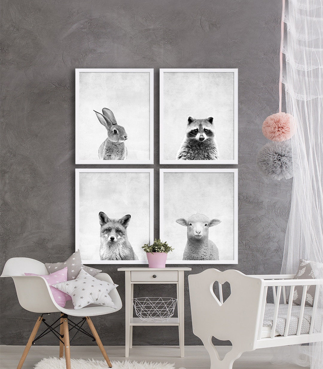 Woodland Animal Nursery Prints Animal Nursery Art Grey Nursery Decor ...