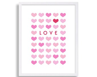 Valentines Day Gift for Her Red Hearts Print Hearts and Love Art Perfect Gift Red and Pink Love Poster Love is All You Need Love I Love You