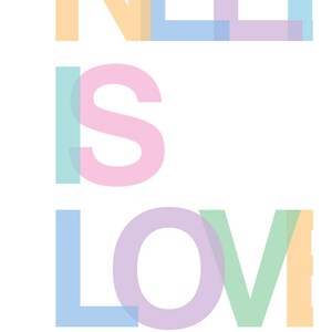 May include: A pastel colored graphic design with the text "LOVE IS LOVE" in overlapping letters.