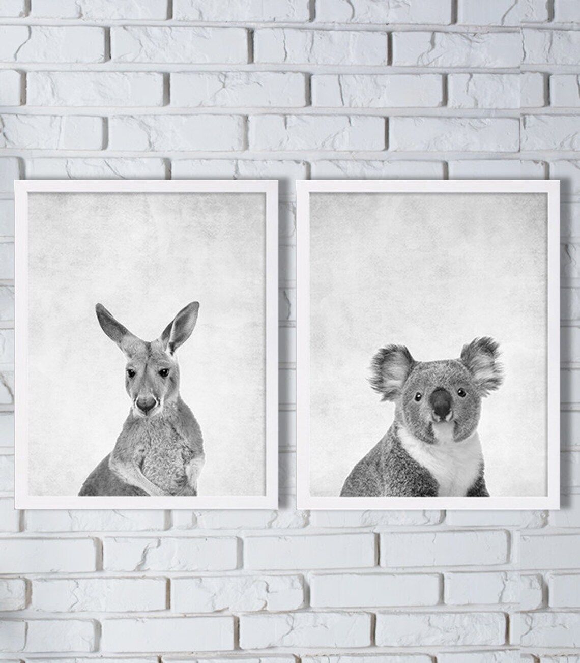 Australia Animal Prints Two Print Set Kangaroo Print Koala Etsy
