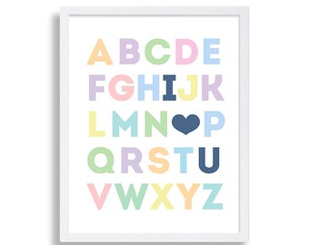 Alphabet Art Prints Nursery Decor I Love You Print Nursery Art Baby Boy's Room Baby Shower Gift ABCs Nursery Print Blue Nursery Baby Decor