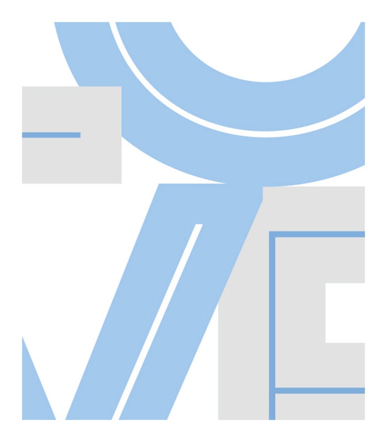 May include: Abstract geometric design with a light blue and gray color scheme. The design features a large circle, a rectangle, and a triangle.