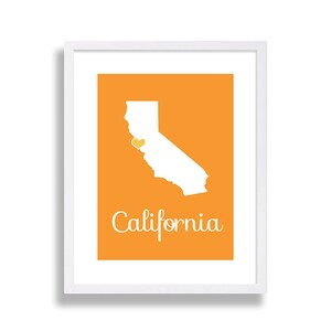 California Print Orange Nursery Home Decor Customized Nursery Decor California Nursery Print Baby's Room Decor Kid's Room Decor State Print