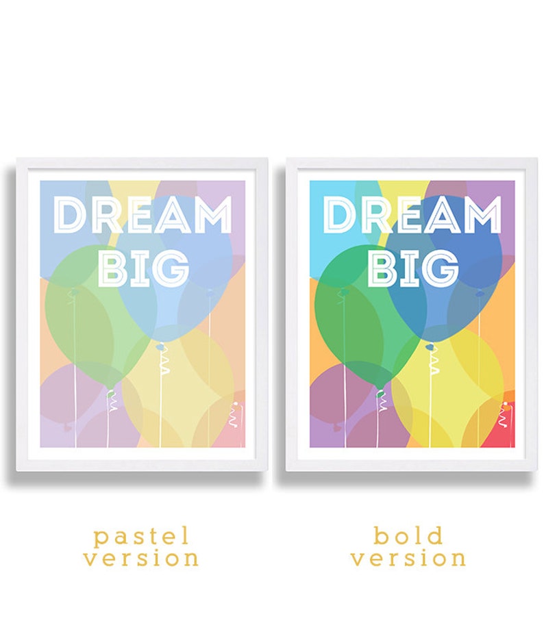8x10 Nursery Print Balloons Nursery Dream Big Nursery Decor | Etsy
