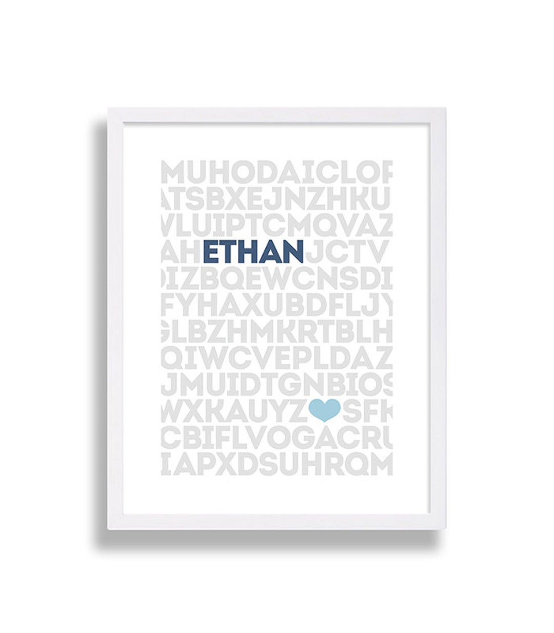 Letters Nursery Art Blue and Grey Nursery Decor Baby Name Nursery Print