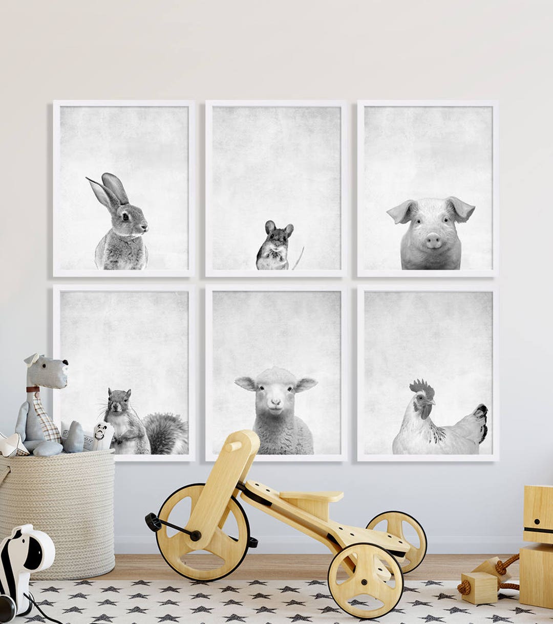 Animal Nursery Prints Large Nursery Art Modern Nursery Decor Etsy