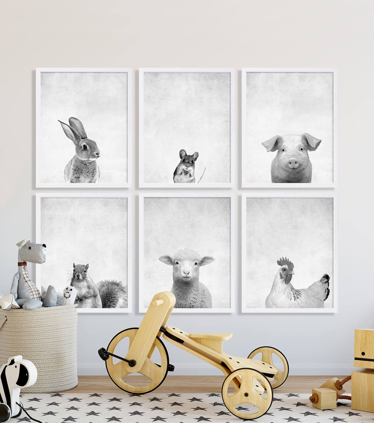 Animal Nursery Prints Large Nursery Art Modern Nursery Decor Etsy