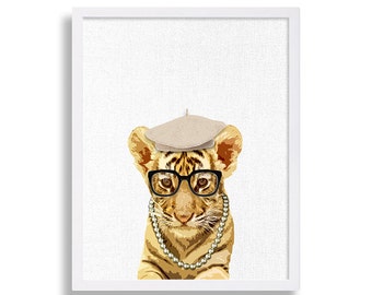 Safari Kids Room Art Animal Nursery Decor Modern Nursery Print Tiger Striped Baby Tiger Photo Art Print Play Room Art Tiger Print Home Decor