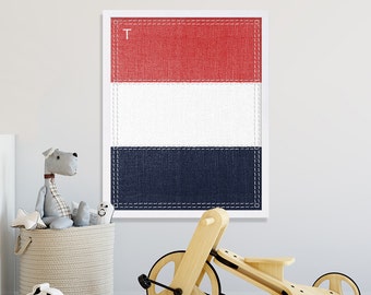 LETTER T - Modern Nursery Art Nautical Alphabet Flag Print Nursery Prints Nursery Idea Colorful Nursery Wall Art Nursery Decor Kids Room Art